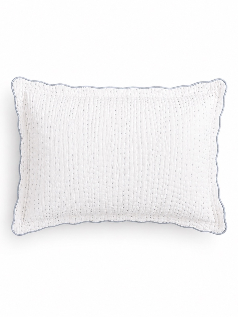 Ballard Designs Jane Scalloped Quilted Pillow Shams Set of 2 White Blue